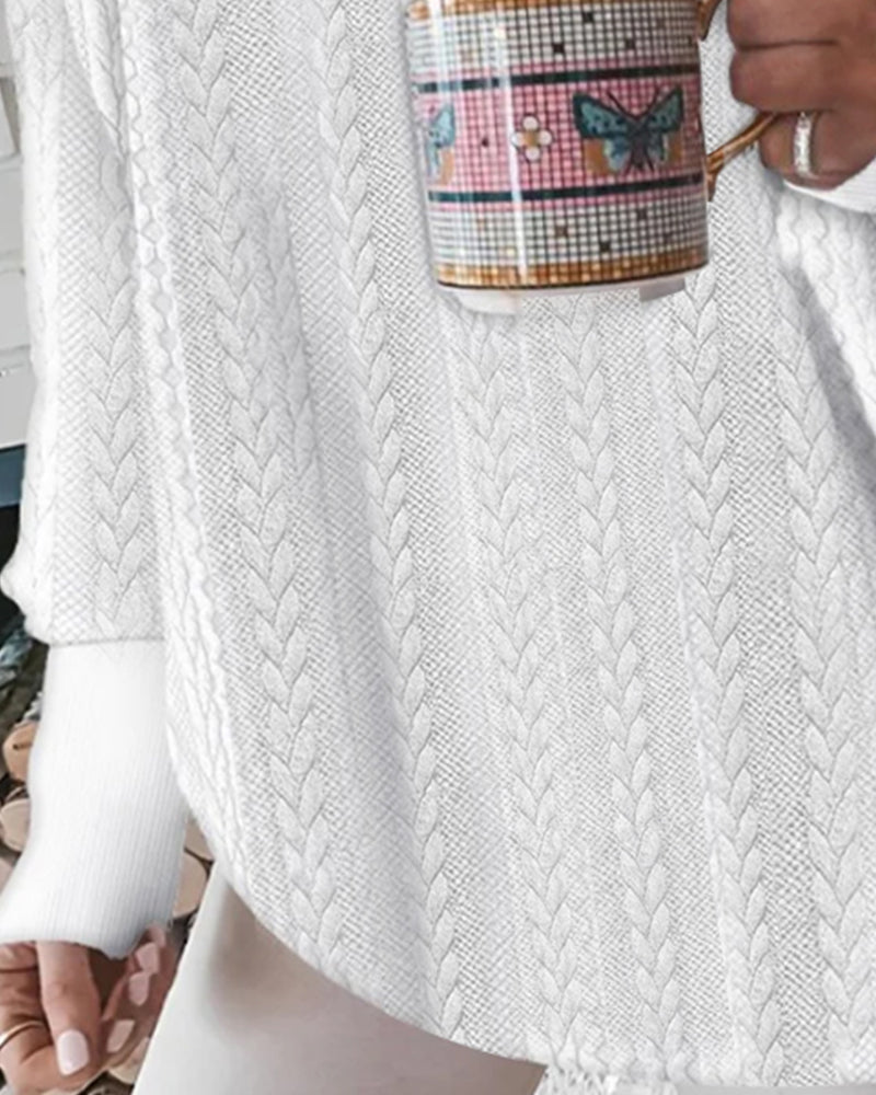 Sweatshirt V-Ausschnitt Locker Jacquard