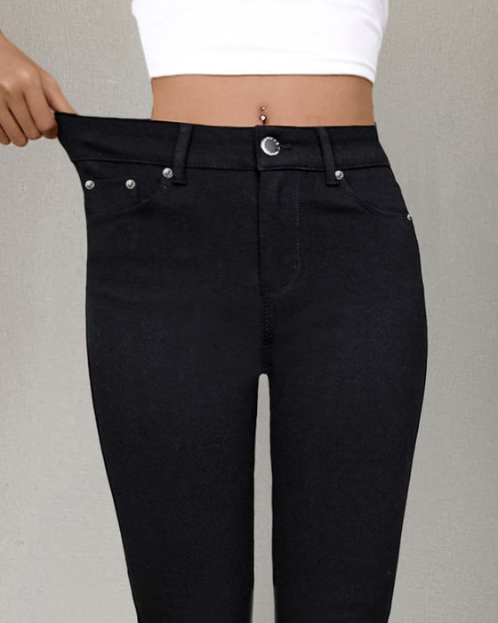 Hose Damen Tasche Einfarbig Skinny Lässig