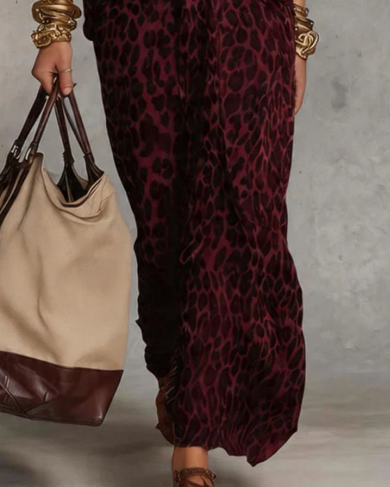 Kleid Trendy Leopard Fledermausärmel