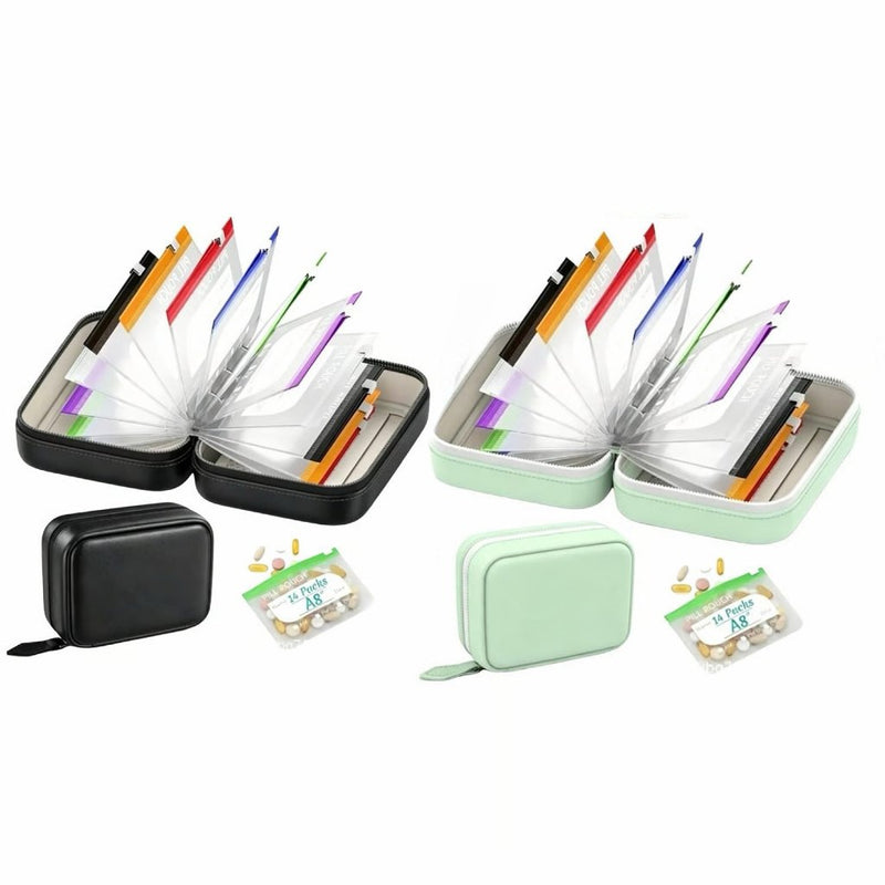 Premium wasserdichtes PU-Reise-Pillenbox-Set