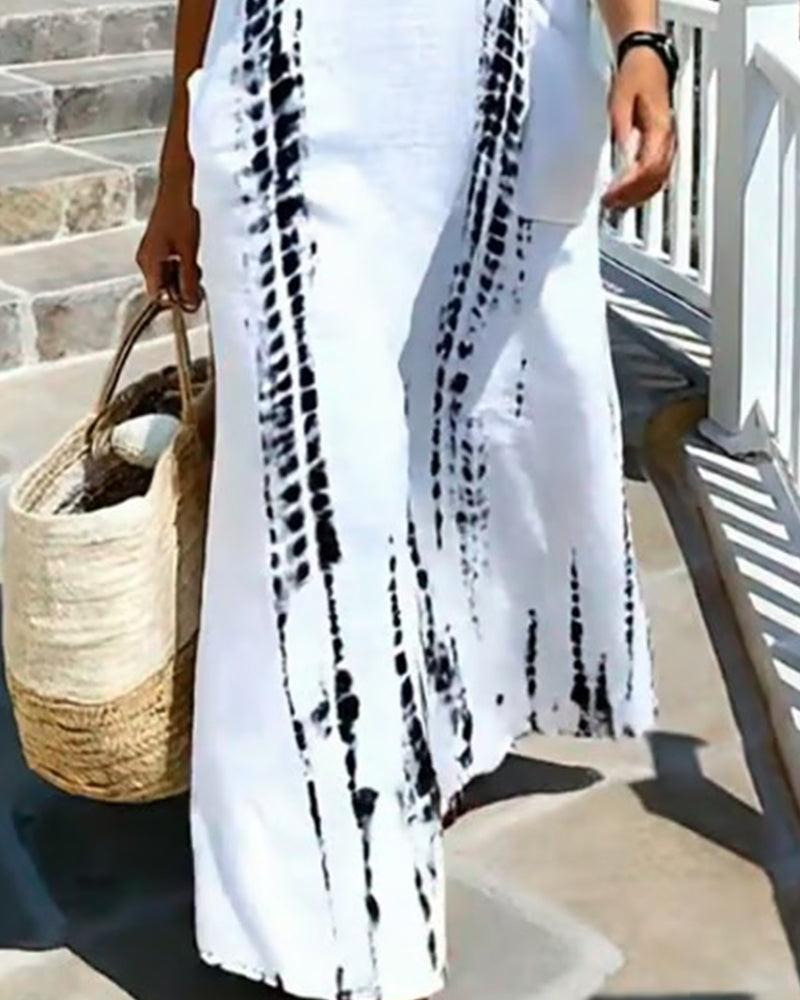 Kleid Bohemian Fließend Mit V-Ausschnitt