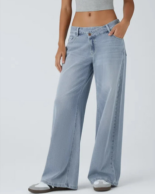 Jeans Asymmetrisch Niedrige Taille Weites Bein