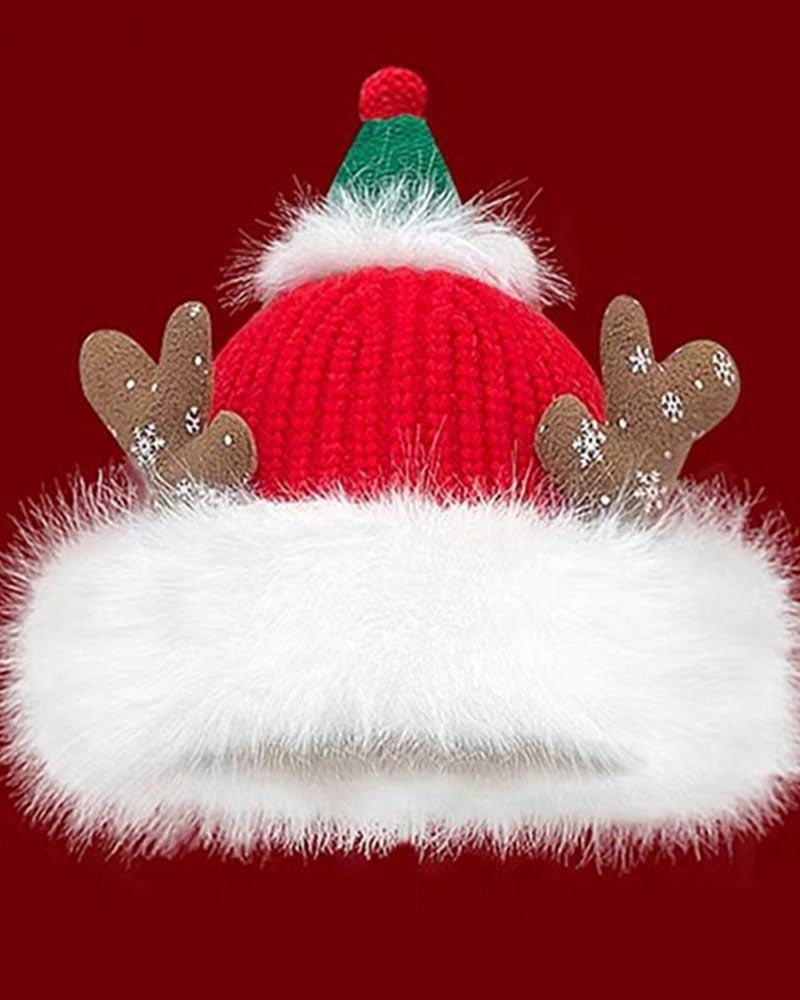 Weihnachtsstil Festival Feier Fröhliche Gestrickte Mütze