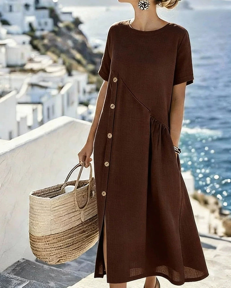 Kleid Knopf Dekor Lässig