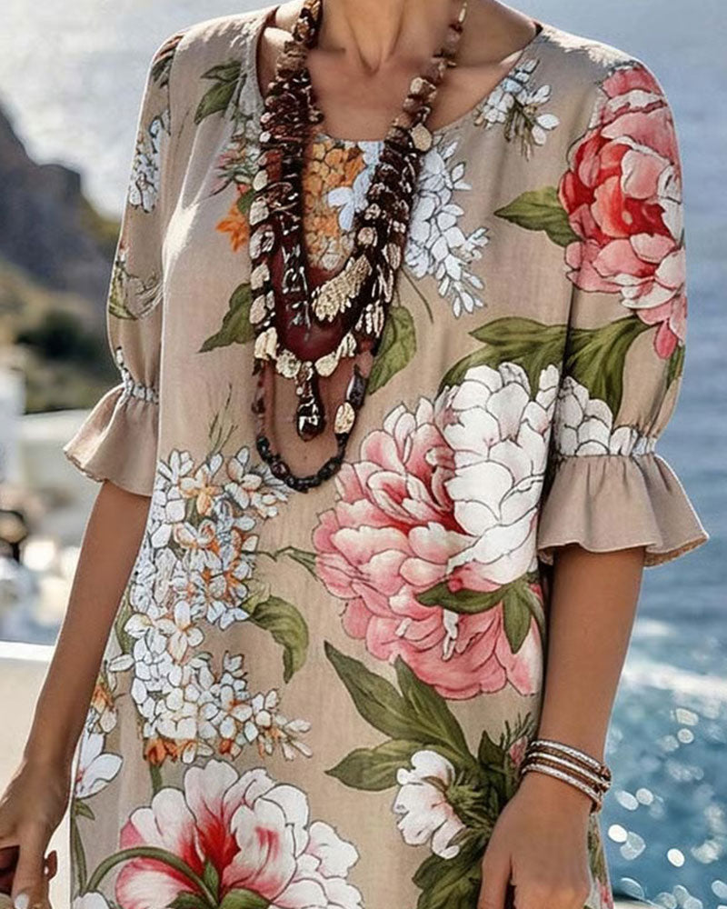 Kleid Vintage Großer Blumenprint