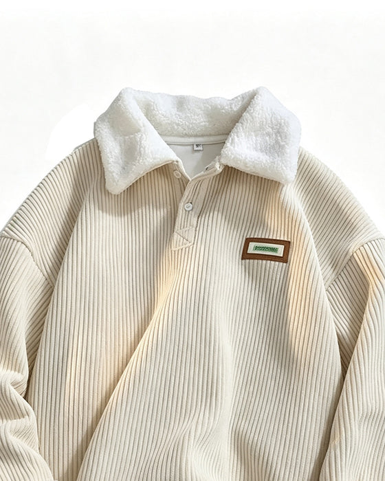 Sweatshirt Cord Knopfleiste Revers