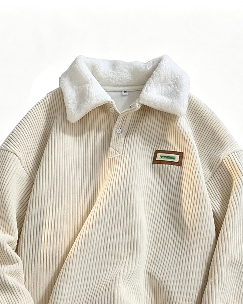 Sweatshirt Cord Knopfleiste Revers