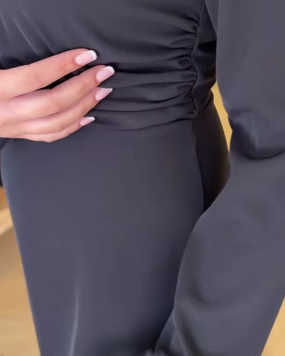 Kleid Manschette Niete Langer Ärmel