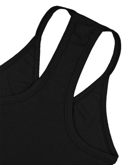 Tanktop in Unifarbe mit V-Ausschnitt und rückenfreiem Design