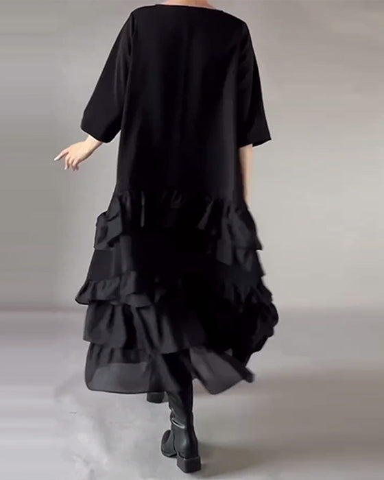 Kleid Mit Rundhalsausschnitt Und Doppelter Lage