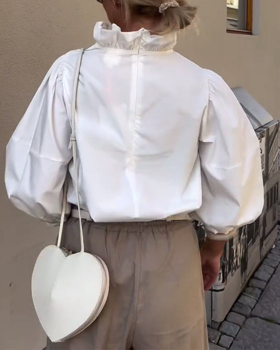 Bluse Elegant Rüschen Puffärmel