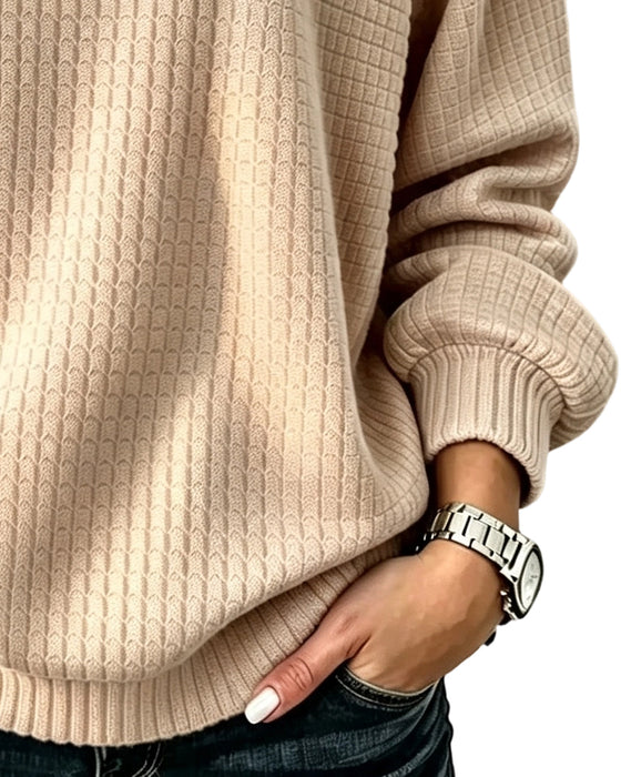 Sweatshirt Rundhals Knopf Uni
