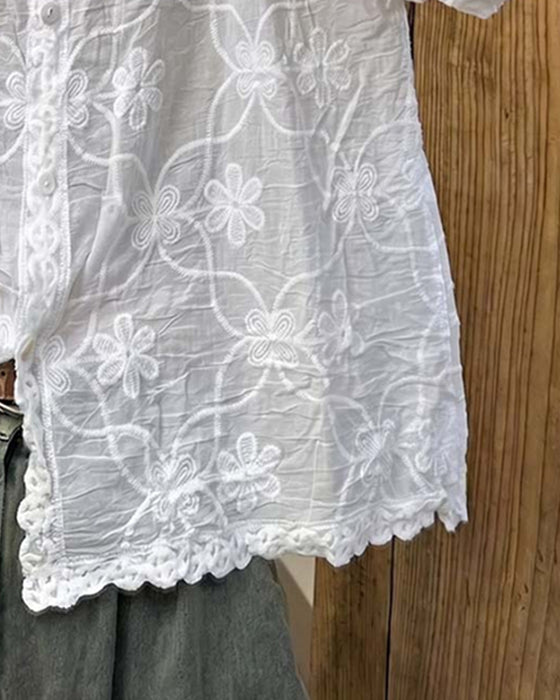 Bluse Französische Spitze Dreiviertel Ärmel