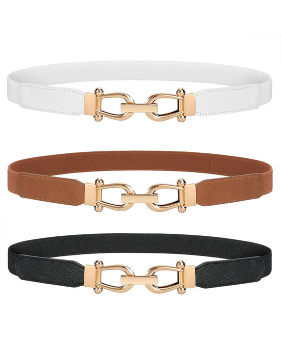Damen Stretch Taillengürtel Retro Elastischer Schmaler Gürtel Für Damen Mit Goldschnalle