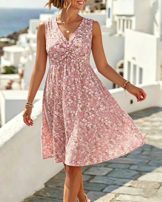 Kleid Lässig Blumen Ärmellos