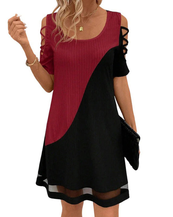 Kleid Farbblock Kurzarm