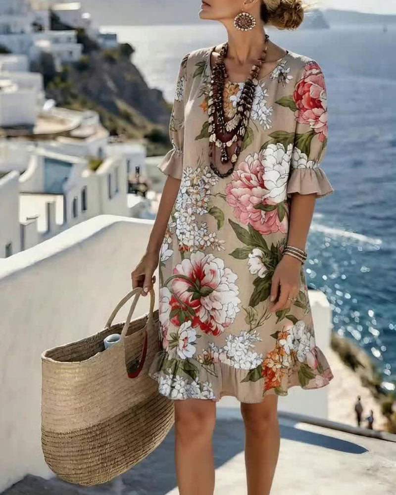 Kleid Vintage Großer Blumenprint