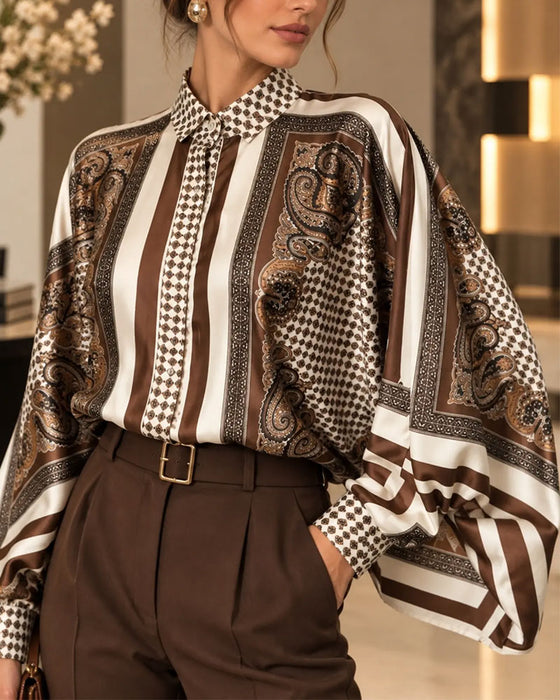 Bluse Print Lässig Langarm