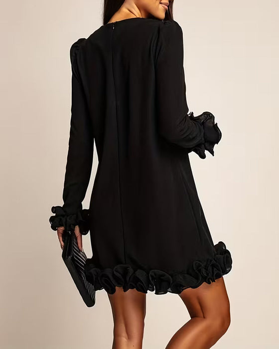 Kleid Puffärmel Gerade Blütenknospe