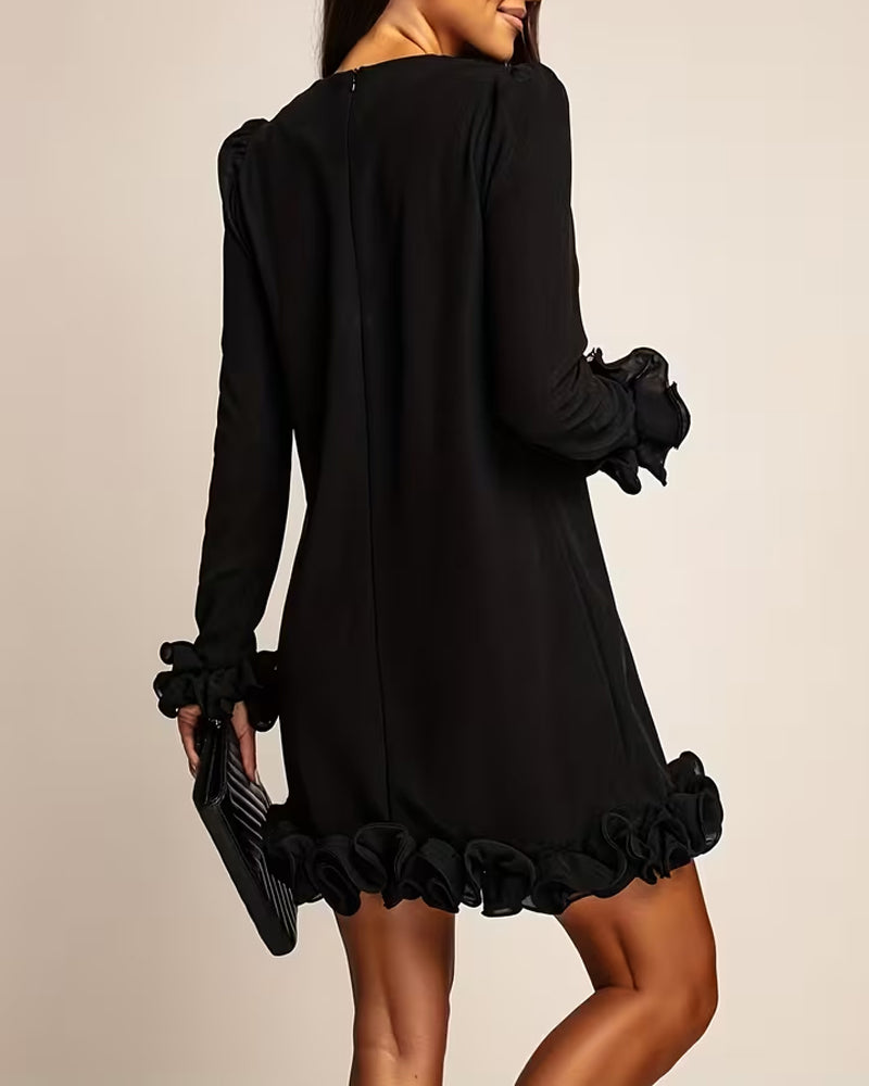 Kleid Puffärmel Gerade Blütenknospe