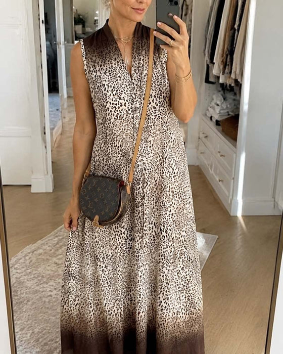 Kleid Ärmellos Gradient Leopard