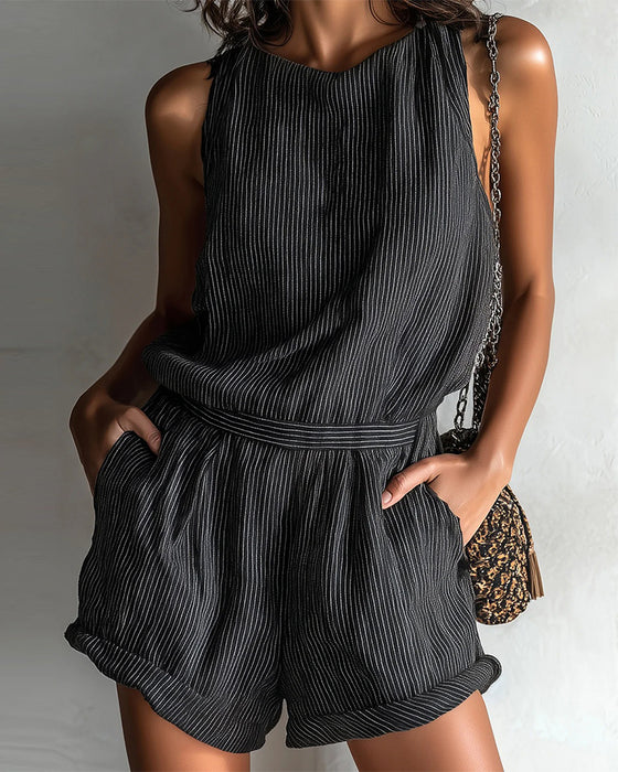 Overall Gestreift Ärmellos Taille