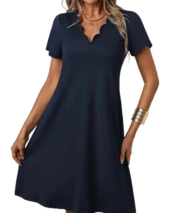 Kleid Kurzer Ärmel Uni