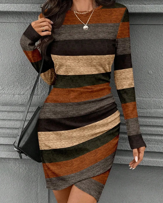 Kleid Vintage Streifen Langarm