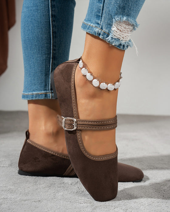 Damen Vintage Klassisch Elegant Quadratische Zehe Klassische Mary Jane Schuhe
