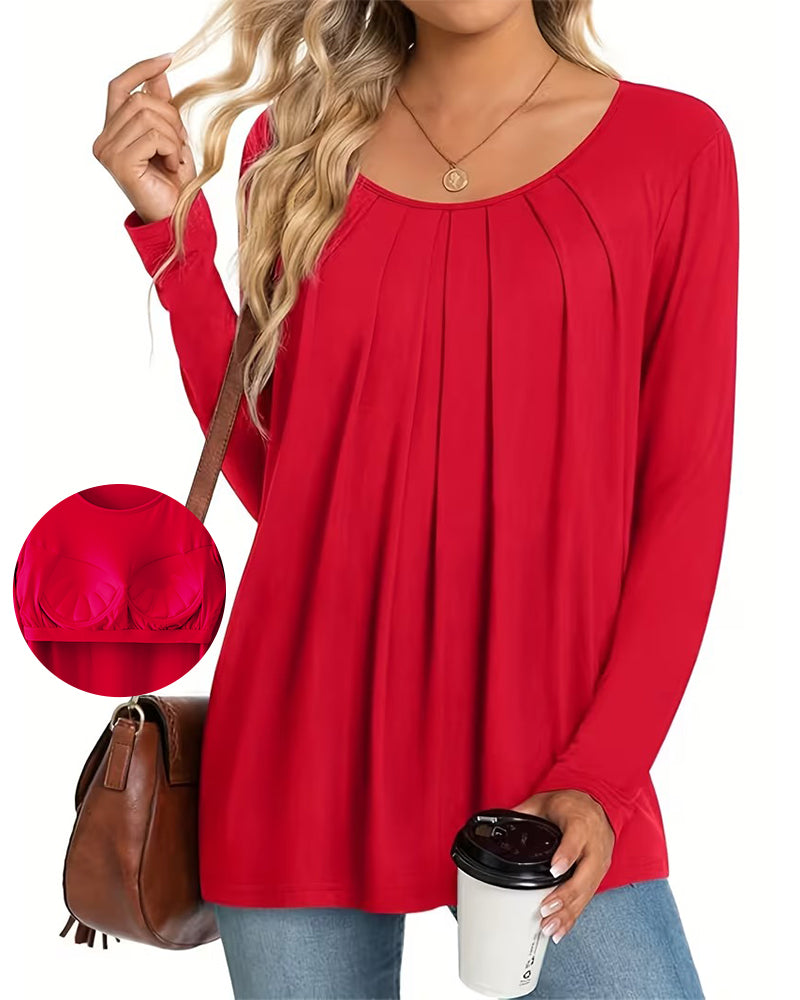 Top bequem integrierter BH plissiert casual
