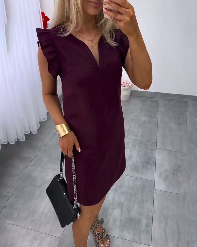 Kleid Flatterärmel Gerade