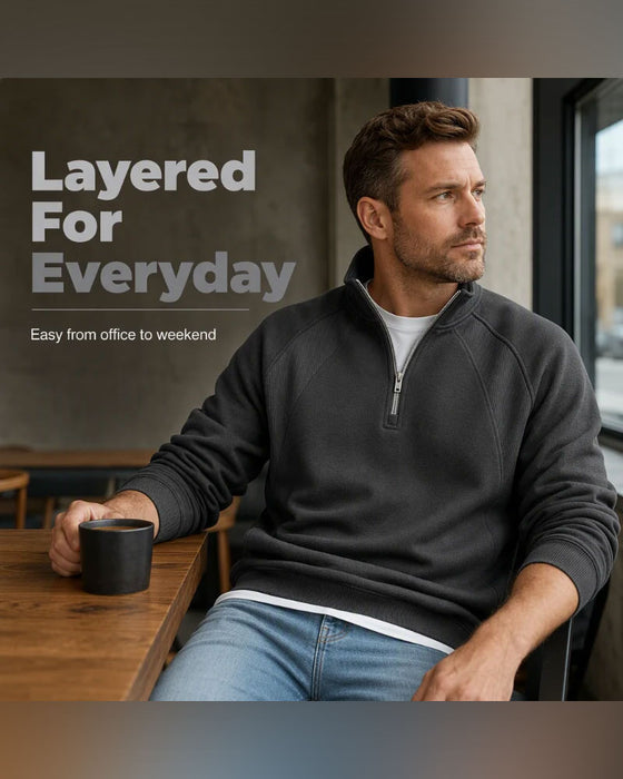 Sweatshirt Halb Zip Stehkragen