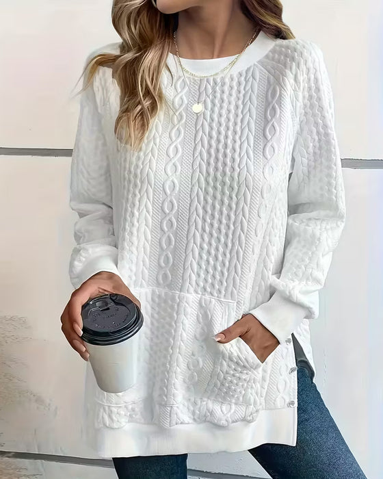Sweatshirt Mit Tasche Und Gespaltenem-Saum Merkmalen