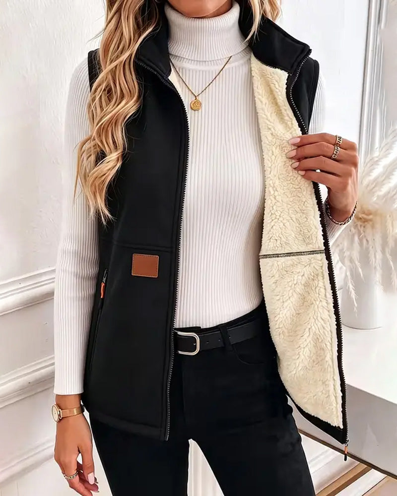 Cardigan Gepolstert Polar Fleece Offene Vorderseite