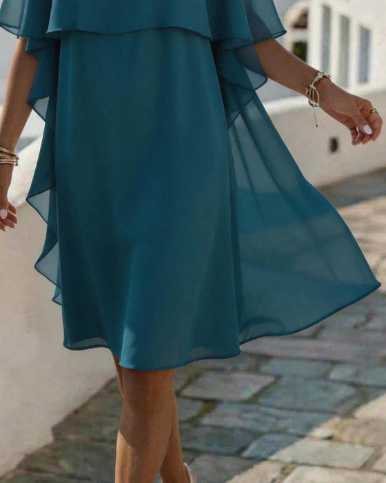 Kleid Einfarbig Lässig Gerade