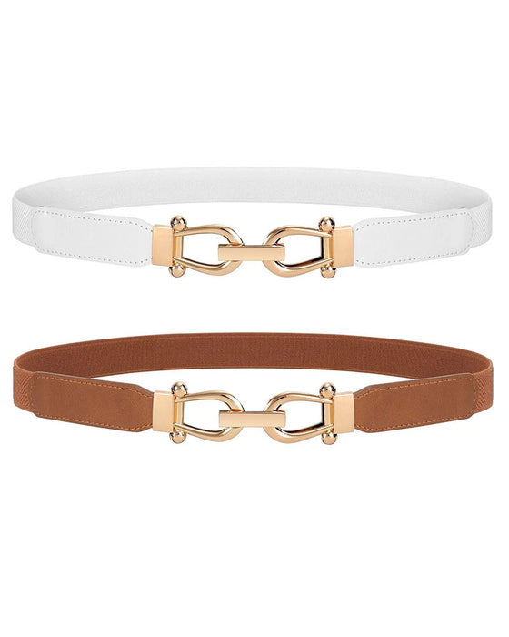Damen Stretch Taillengürtel Retro Elastischer Schmaler Gürtel Für Damen Mit Goldschnalle