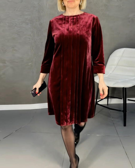 Kleid Rundhals plissiert