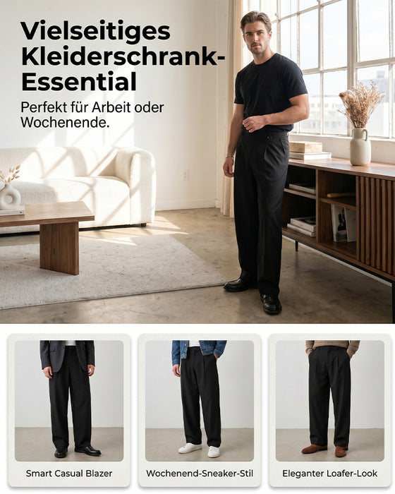 Hose Hohe Taille Knopf Hosenladen Breites Bein