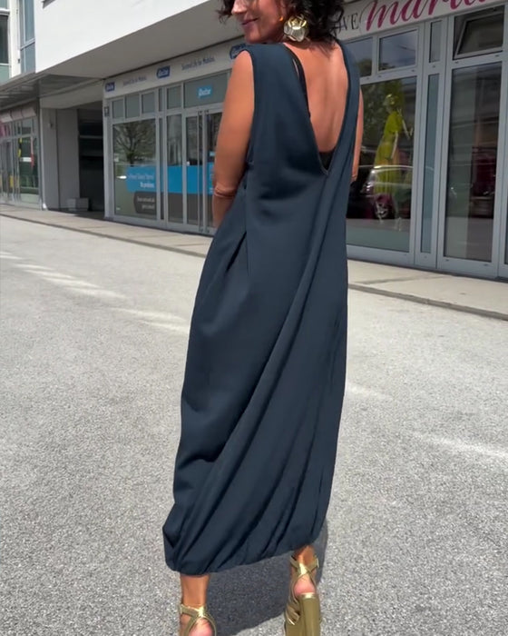 Kleid Mock Neck Ärmellos Locker