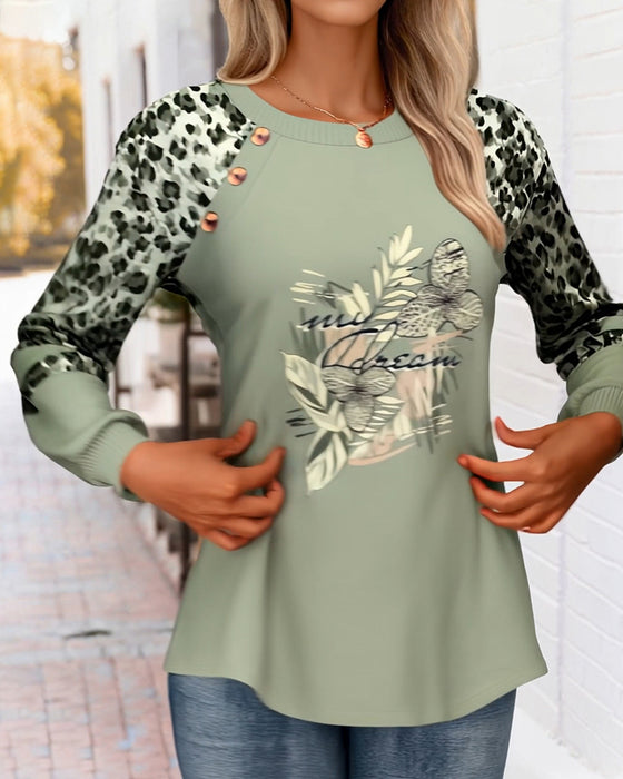 Sweatshirt Rundhalsausschnitt Leopardenprint