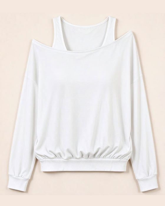 Oberteil Off-Shoulder Falsch Zweiteilig Langarm
