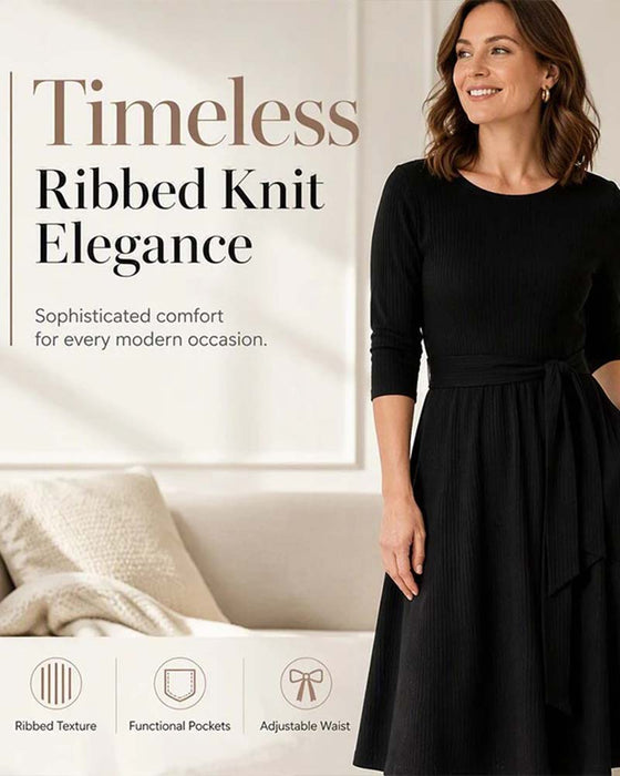 Kleid Langarm Rundhals A-Linie