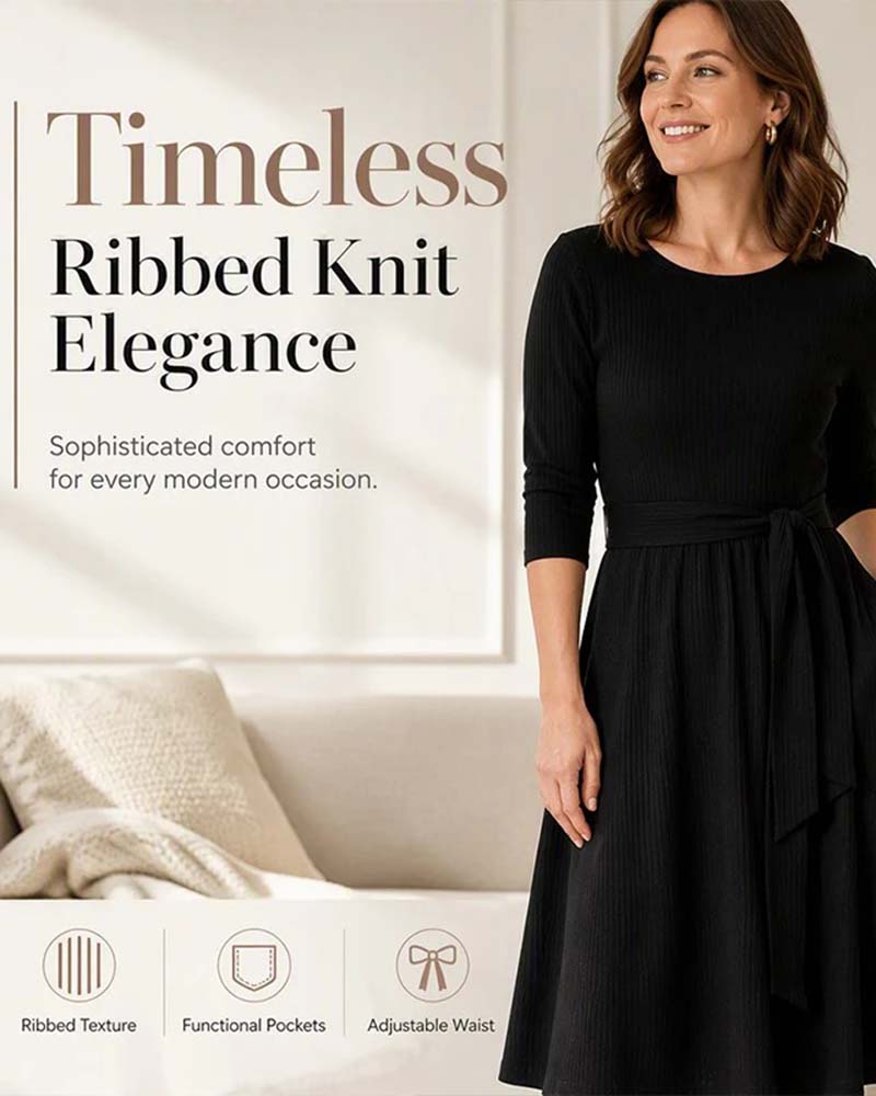 Kleid Langarm Rundhals A-Linie