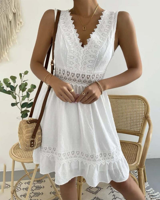 Kleid einfarbig Spitze rückenfrei