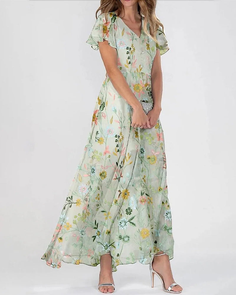Kleid Rüsche Blumen Print