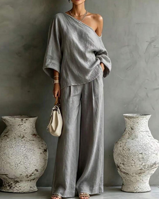 Set Ein Schulter Asymmetrisch Breites Bein Hose
