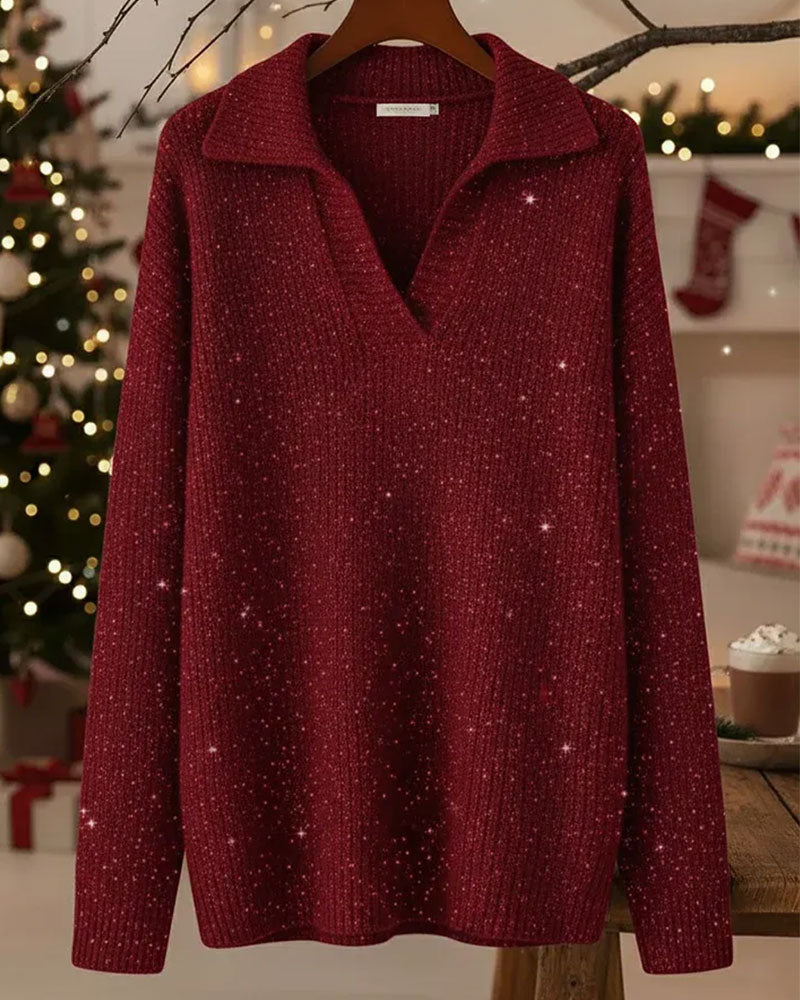 Pullover Revers Langarm Locker