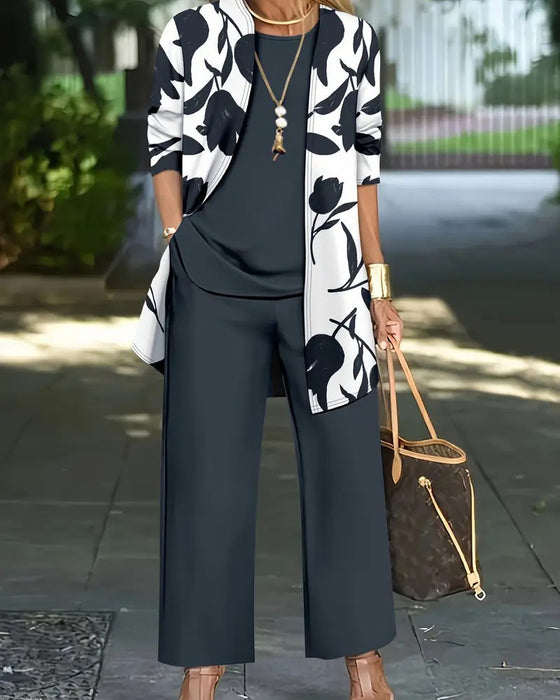 Set Layered-Top Breitbein-Hose Dreiteilig