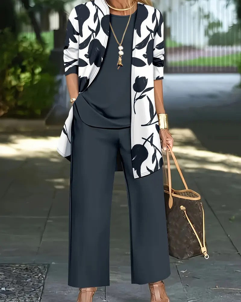Set Layered-Top Breitbein-Hose Dreiteilig