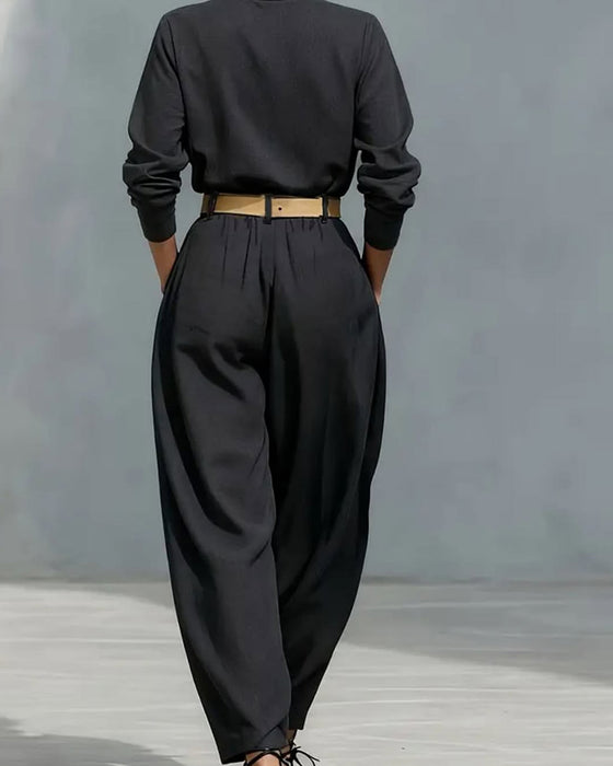 Hose Hohe Taille Weites Bein Karotte